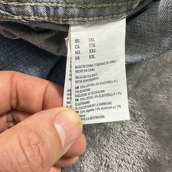 American Eagle Button Up Shirt Mens XXL Blue Denim Casual‎ Outdoor Preppy Office - Picture 4 of 10